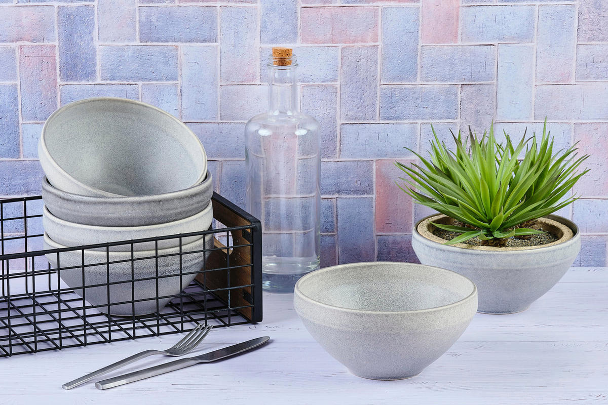 SCHALEN Stone Ø17,5cm - 6er-Set - Mondgrau - Grau, Keramik - Björn