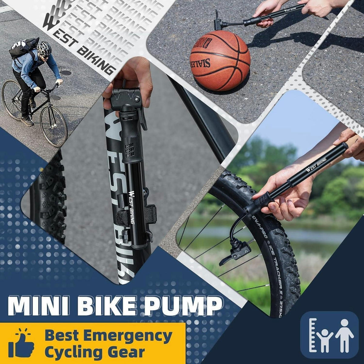 FAHRRADPUMPE Mini Aluminium mit Halterung für alle Ventile - Schwarz, Metall (4.3/1/22.5cm)