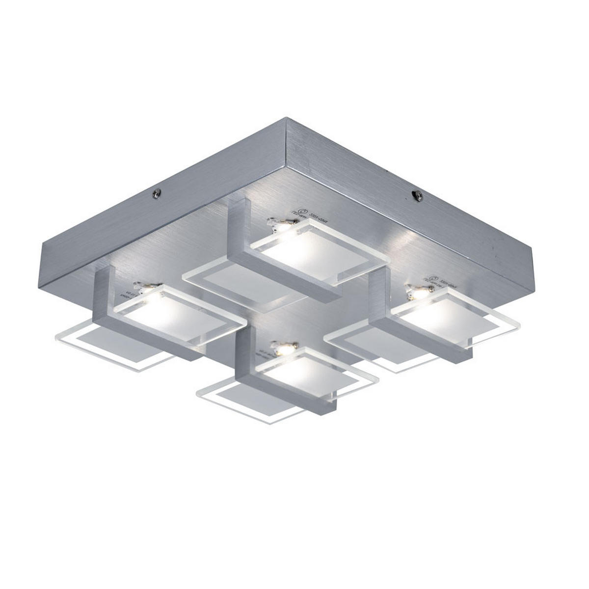 LED DECKENLEUCHTE Enisa Metall Silber - Silberfarben, Glas (26/26/7.8cm) - Globo Lighting