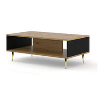 COUCHTISCH Artisan Eiche, Schwarz, Gold 90/43/60 - Schwarz, Holzwerkstoff (60/90/43cm) - RAUMHIRSCH FURNITURE
