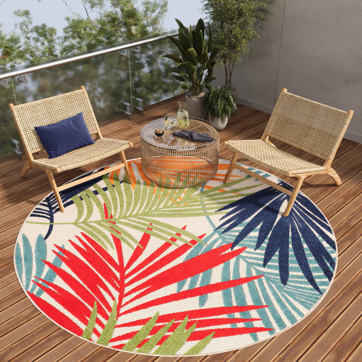 TEPPICH PATIO rund Multicolor 240/240 cm - Multicolor, Textil (240/240cm) - Tapiso