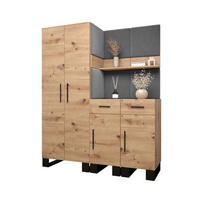 GARDEROBEN-SET 196/158/45,6 - Schwarz/Eiche Artisan, Holz/Kunststoff (158/196/45.6cm) - Abiks Möbel
