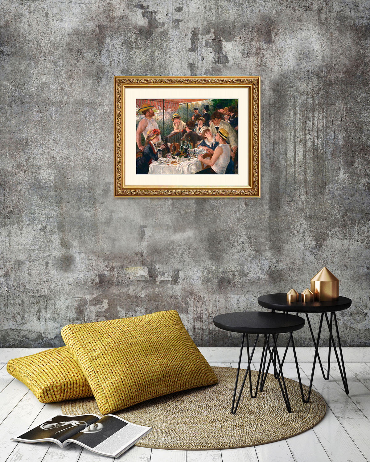 BILD gerahmt 63x53 cm Pierre-Auguste Renoir "Das Frühstück der Ruderer" - Gelb, Holz (63/53cm) - artissimo