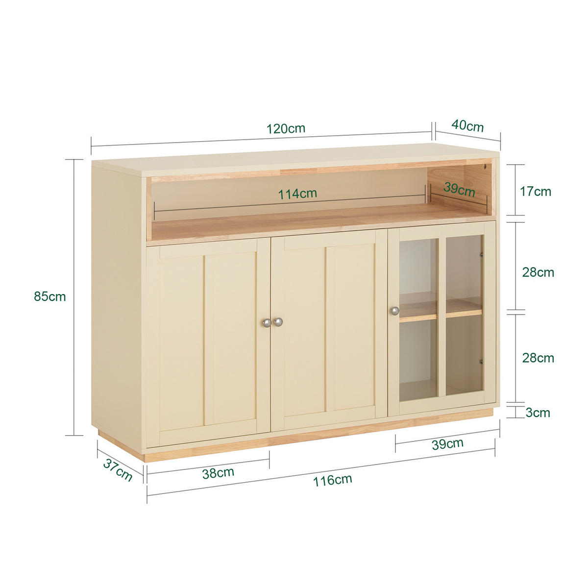 SIDEBOARD Beige - Beige, Holz/Holzwerkstoff (120/85/40cm) - SoBuy