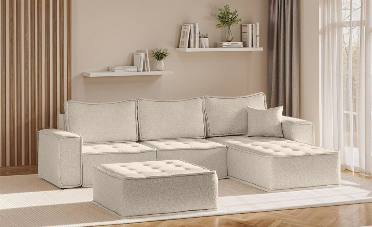 ECKSOFA Sande In Alpine - Beige, Holzwerkstoff/Textil (292/192cm) - Fun Möbel