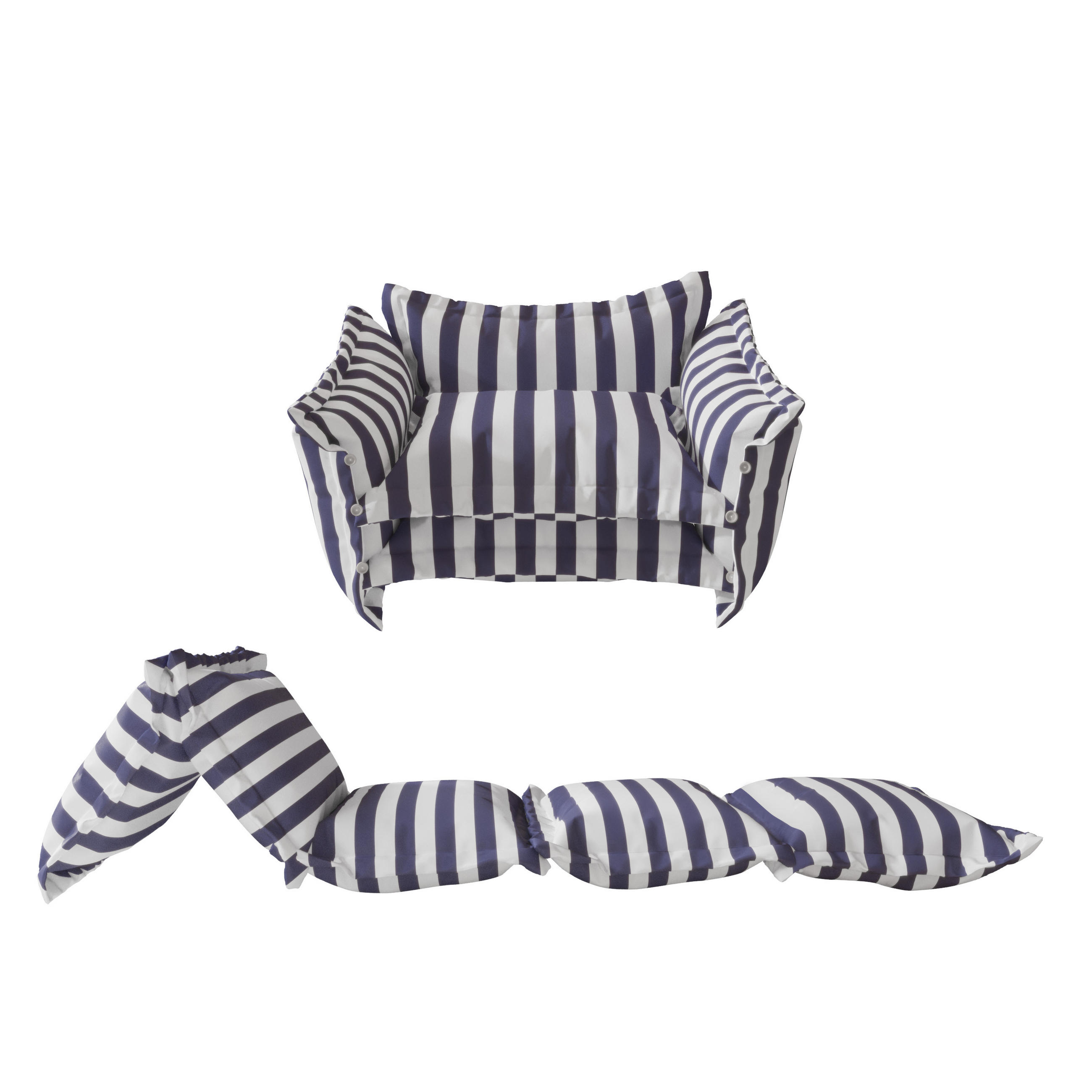 BODENKISSEN für Kinder Streifen - Blau/Weiß, Textil (80/55/65cm) - Vercart
