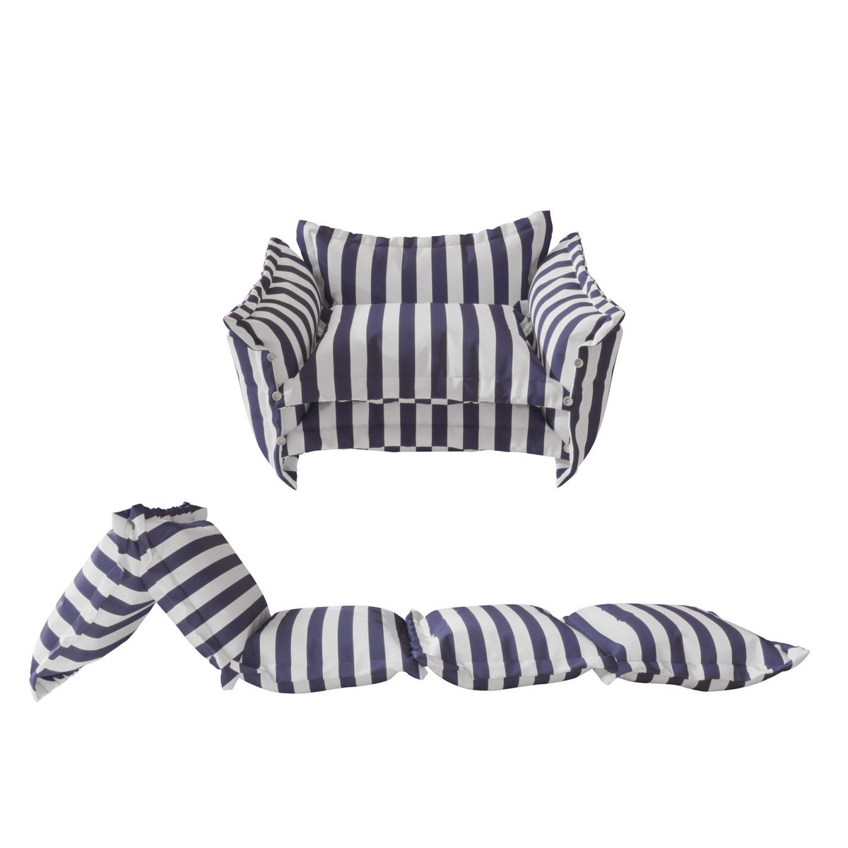 BODENKISSEN für Kinder Streifen - Blau/Weiß, Textil (80/55/65cm) - Vercart