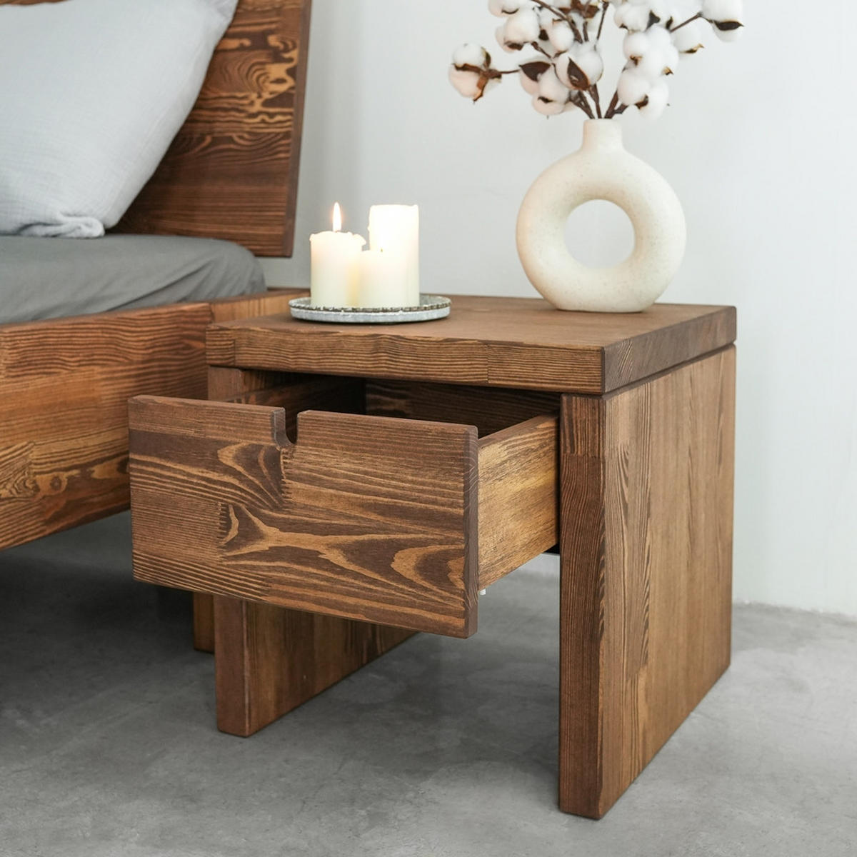 NACHTTISCH aus Massivholz MARIKA 4 - Dunkelbraun, Holz (40/40/40cm) - Seart