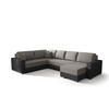 WOHNLANDSCHAFT Prado rechts mit Schlaffunktion und Bettzeugcontainer - Beige/Grau, Textil (314/88/210cm) - SIMKAM Furniture