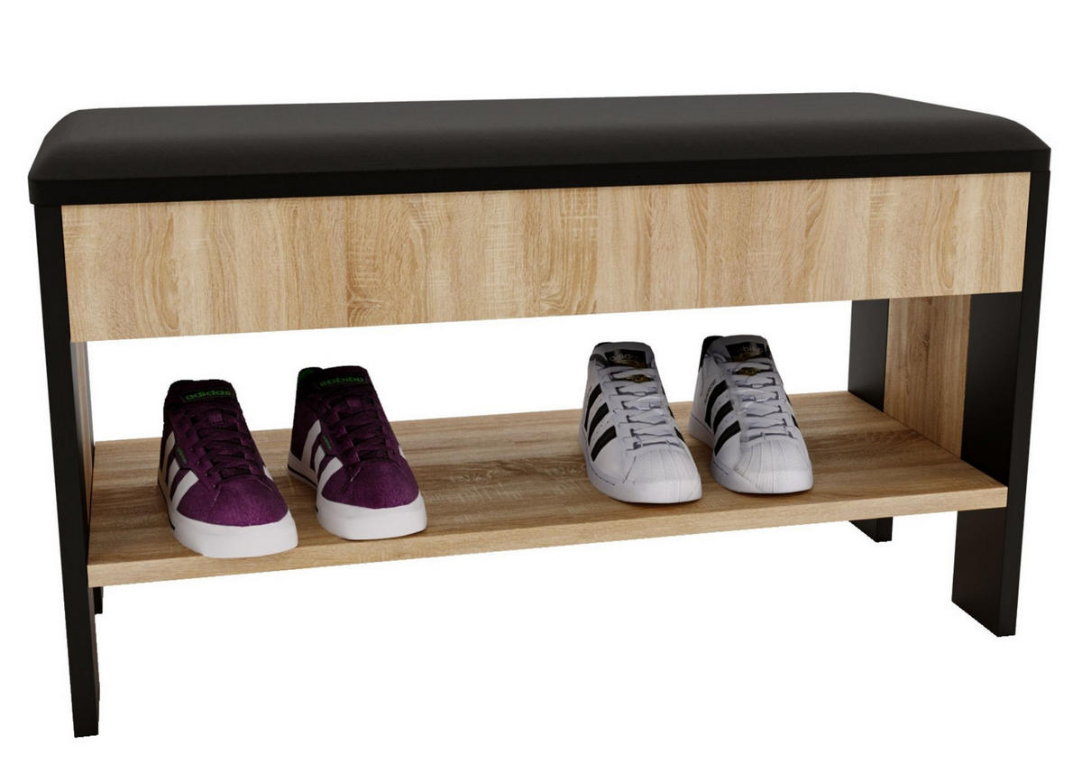GARDEROBENBANK Sonoma Eiche 46/80/33cm - Schwarz/Sonoma Eiche, Holzwerkstoff (33/46/80cm) - CraftPAK