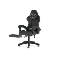 GAMING-STUHL höhenverstellbar, Fußstütze, Lendenkissen – Schwarz - Schwarz, Leder (50/134/50cm) - Rattantree