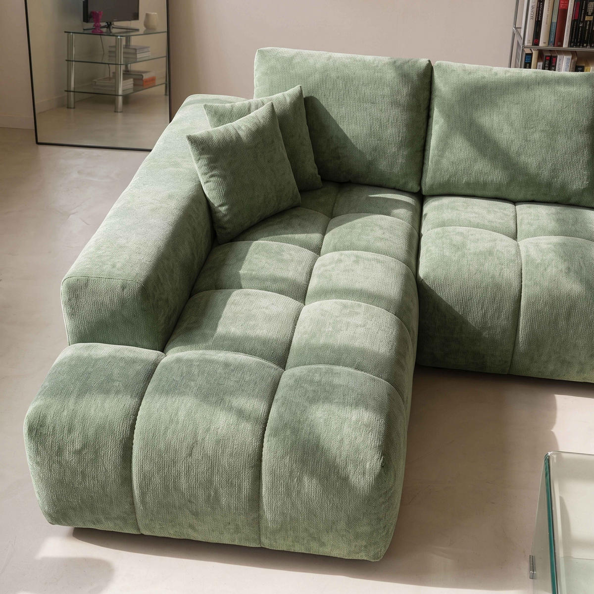 SOFA 3-Sitzer, Grün - Grün, Holz/Textil (270/205cm) - Oviala