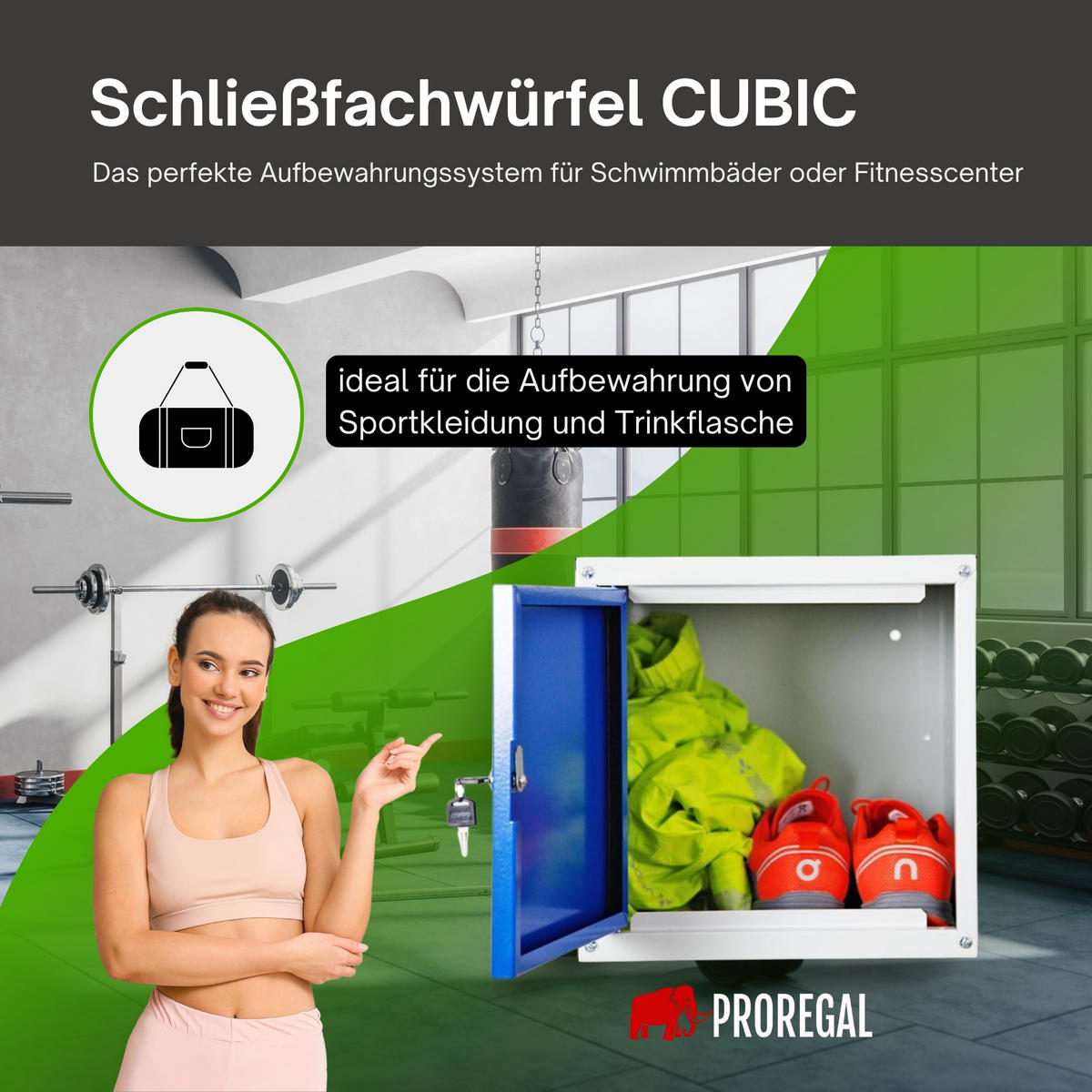 SCHLIESSFACHWÜRFEL Cubic 35x35x35 cm Grau/Blau - Blaugrau, Metall (35/35/35cm) - PROREGAL
