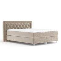 BOXSPRINGBETT Lavello Beige 140/200 cm mit Latex-Topper - Beige/Silberfarben, Holz/Holzwerkstoff (140/200cm) - Maison de Reve