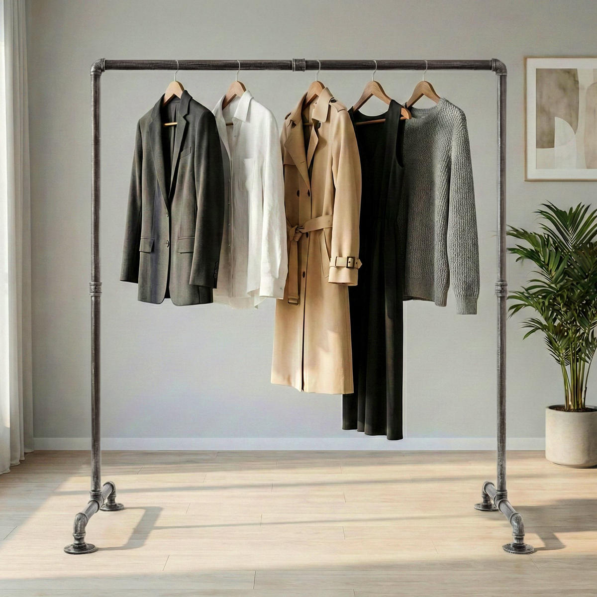 KLEIDERSTÄNDER 150 cm-silber-Metall - Silberfarben, Metall (150/150/55cm) - CLP