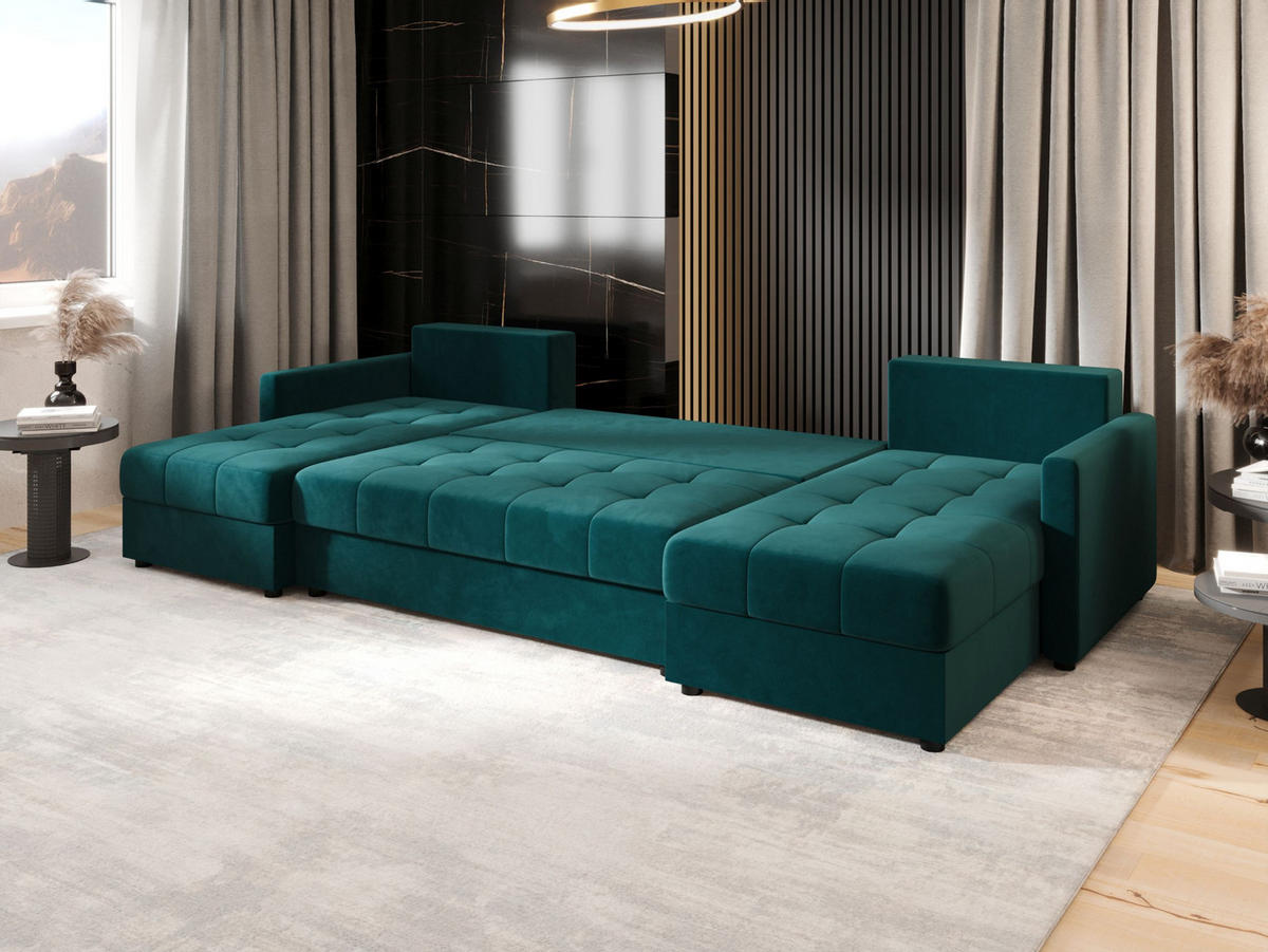 ECKSOFA MOS U BIS Itaka 39 mit Schlaffunktion - Türkis, Textil (285/85/140cm) - Bedante