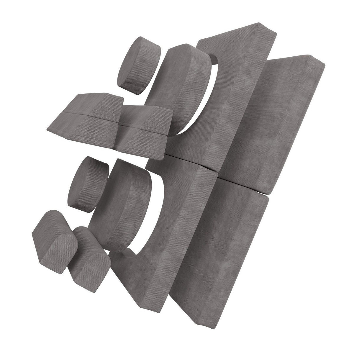 KINDERSOFA Kayo cord hellgrau - Hellgrau, Textil (150/50/75cm) - Juskys