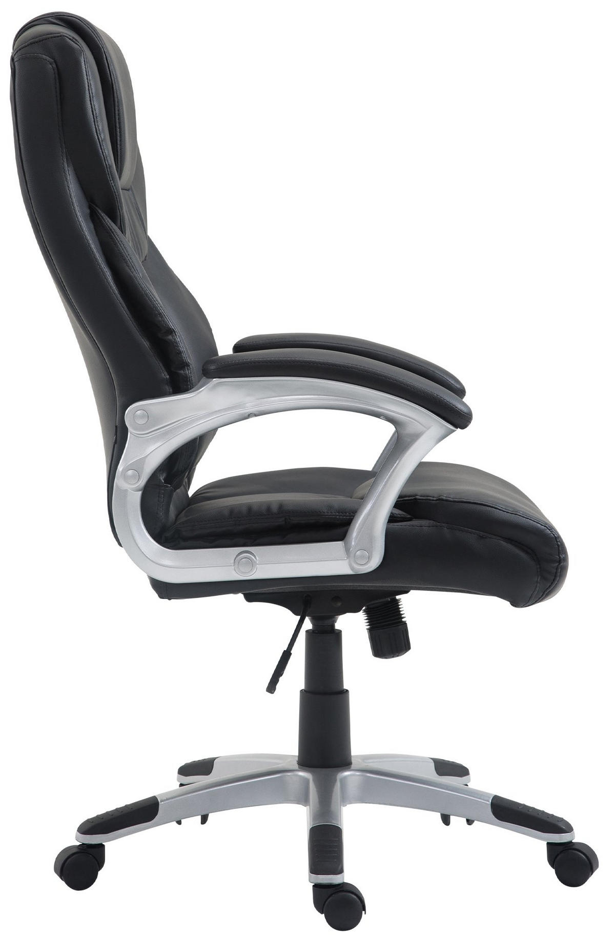 CHEFSESSEL Lederlook Schwarz - Schwarz/Grau, Kunststoff/Textil (65/109/73cm) - CLP