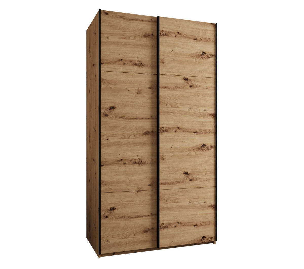SCHWEBETÜRENSCHRANK 245,5/130/64 2-türig - Schwarz/Eiche Artisan, Holz/Metall (130/245/64cm) - Abiks Möbel