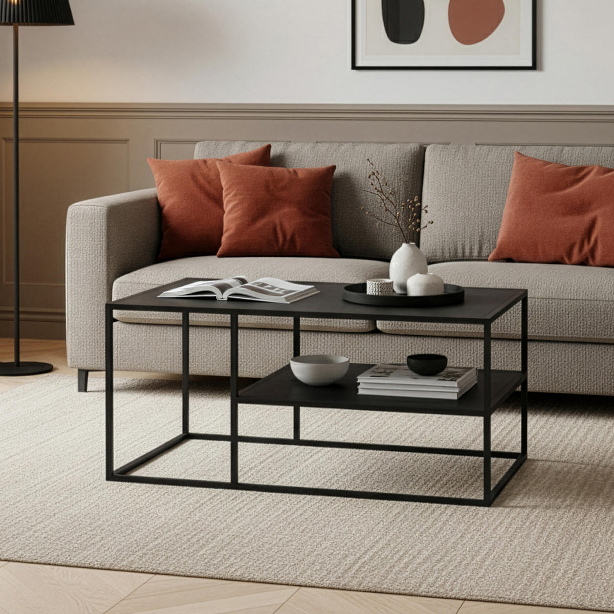 COUCHTISCH Solund 45/90/60 cm - Schwarz, Metall (60/90/45cm) - [en.casa]