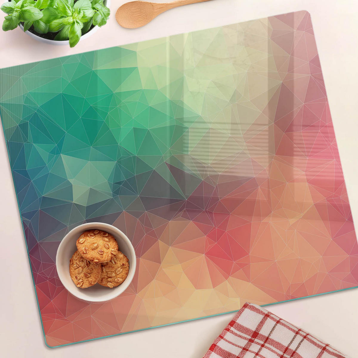GLASPLATTE 60x52 cm Geometrische Figuren - Multicolor, Glas (60/0.4/52cm) - TULUP