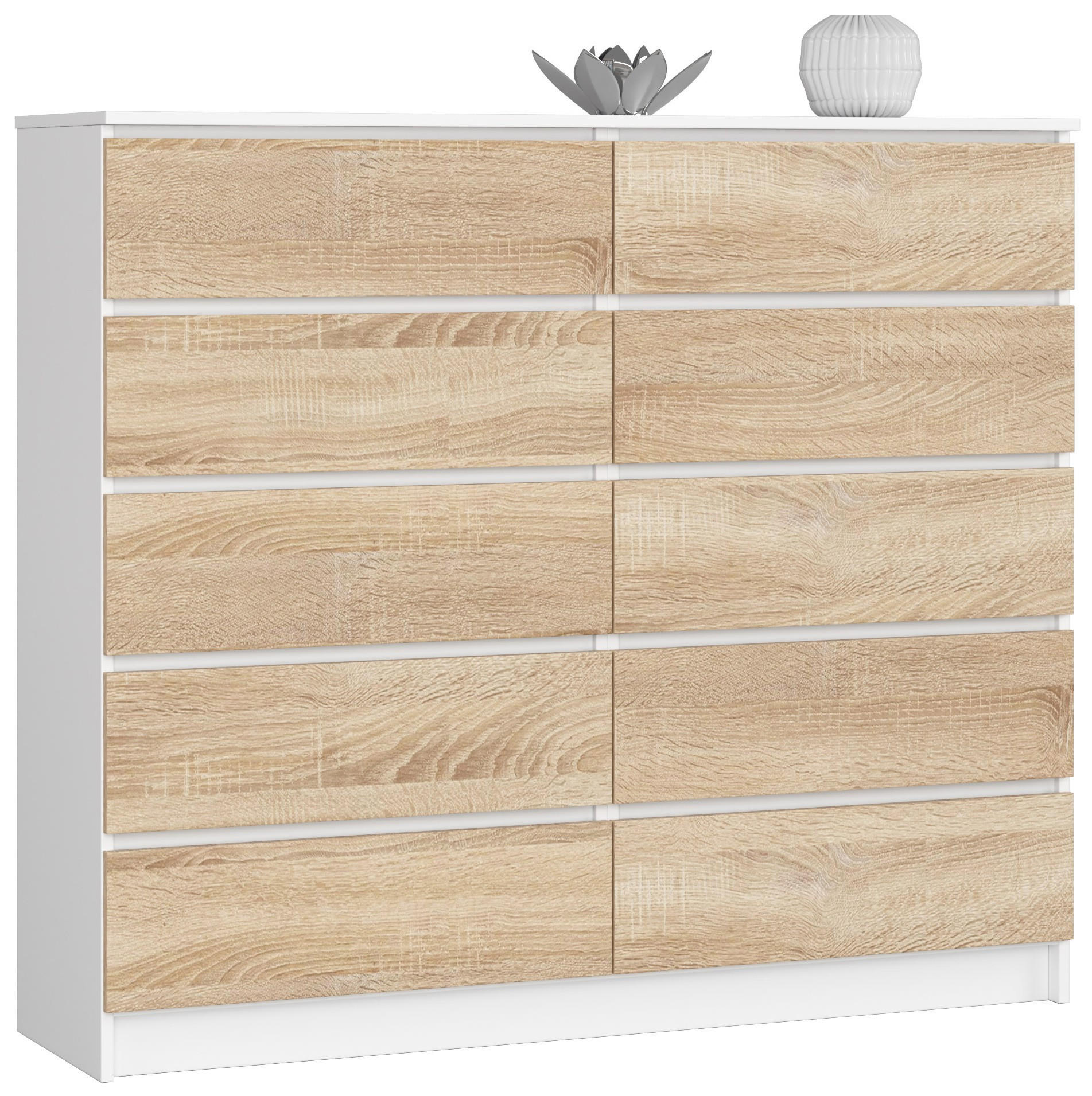 KOMMODE Weiß, Sonoma Eiche 138x40x121 cm - Weiß/Sonoma Eiche, Holzwerkstoff (138/121/40cm) - Akord
