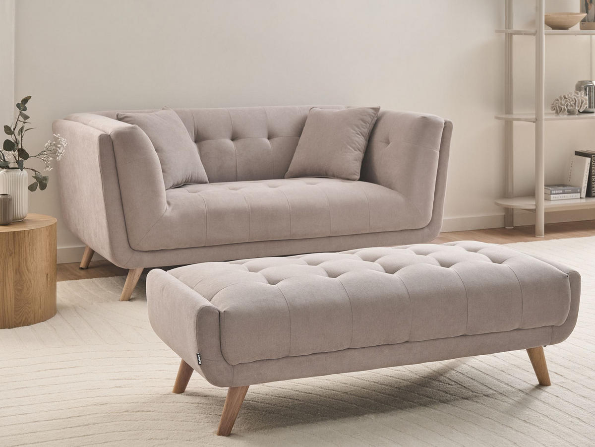 POHOVKA 2-místná Látka Taupe s otomanem Habo - světle hnědá, textil (176/78/72cm) - Beliani