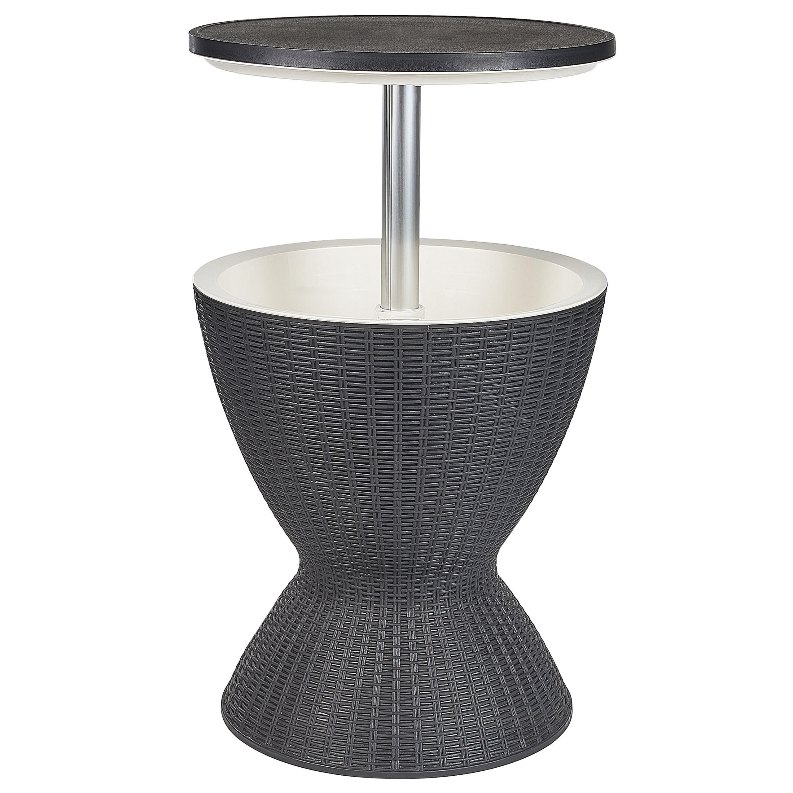 BEISTELLTISCH mit Kühlfunktion schwarz rund 48 cm Aisa - Schwarz, Kunststoff (49/49/58cm) - Beliani