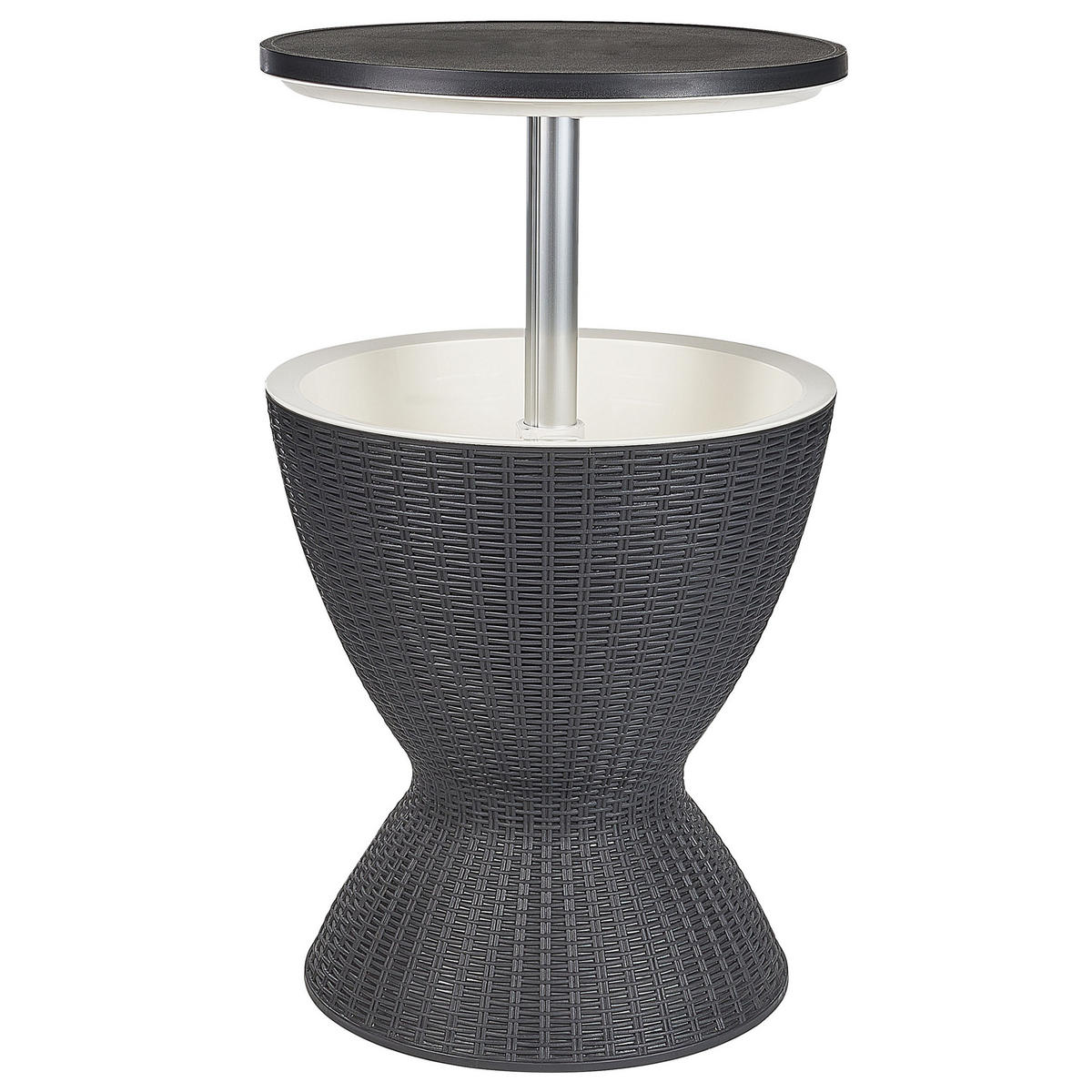 BEISTELLTISCH mit Kühlfunktion schwarz rund 48 cm Aisa - Schwarz, Kunststoff (49/49/58cm) - Beliani