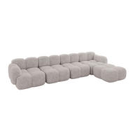 ECKSOFA modulares Sofa Rechts Miko-L3 390x205x75 Hellgrau Velours - Hellgrau/Schwarz, Holzwerkstoff/Kunststoff (390/205cm) - ALTDECOR