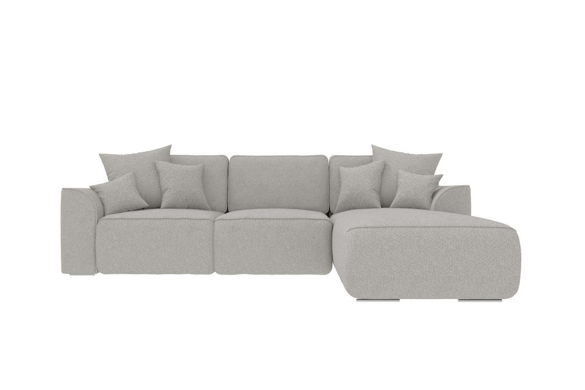 ECKSOFA GUSTO Strukturstoff Hellgrau Rechts inkl. Schlaffunktion - Chromfarben/Hellgrau, Kunststoff/Textil (295/194cm) - 99rooms