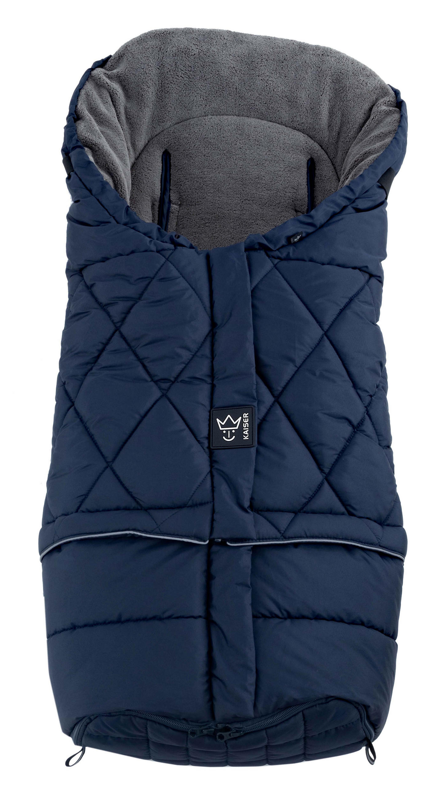 KINDERWAGEN-FUSSSACK Moony 2in1, Sherpa Fleece grey, navy - Blau, Textil (48/10/105cm) - Kaiserbaby