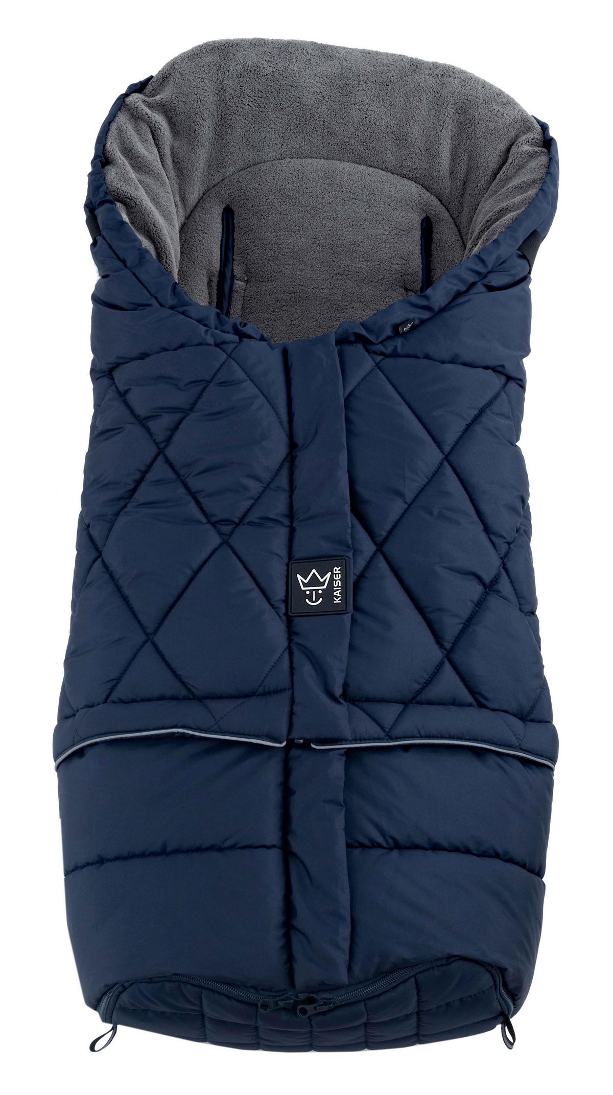 KINDERWAGEN-FUSSSACK Moony 2in1, Sherpa Fleece grey, navy - Blau, Textil (48/10/105cm) - Kaiserbaby