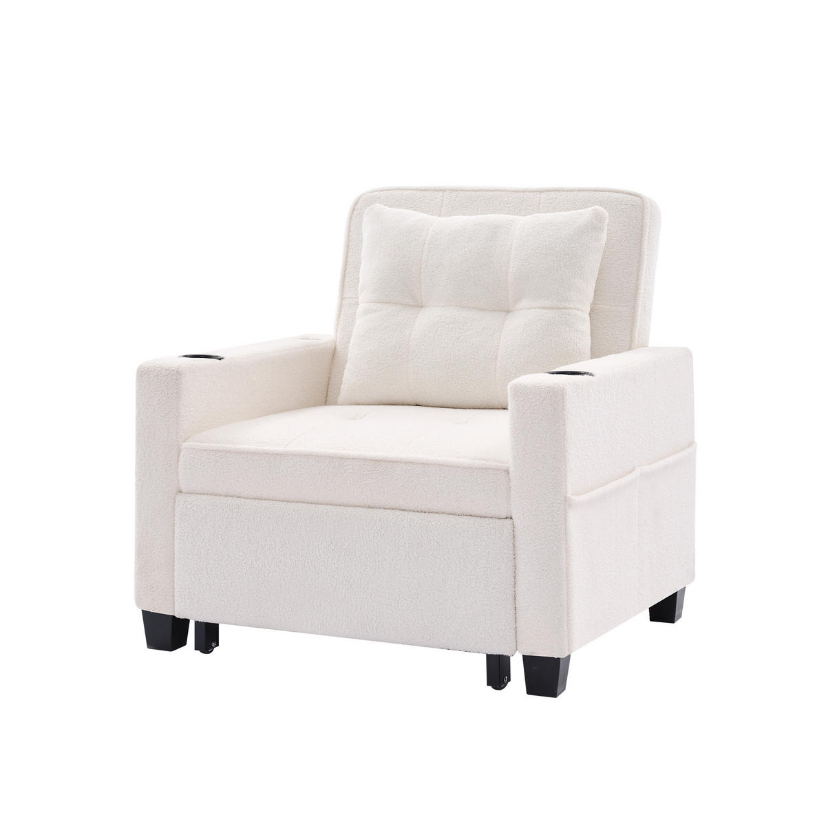 SCHLAFSESSEL DE-35012 3-in-1 mit USB und Getränkehaltern Weiß - Weiß, Metall (87/84/74cm) - ComfortXL