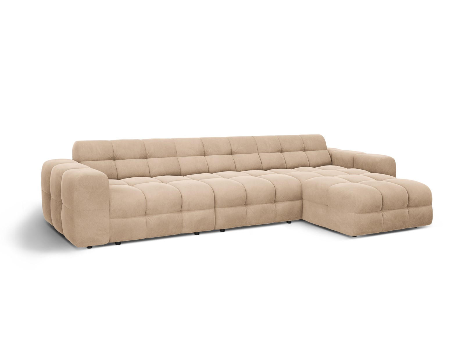 ECKSOFA rechts Kendal aus Samt mandelbeige 5 Sitzplätze - Beige, Textil (173/357cm) - Micadoni