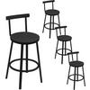BARHOCKER 4er Set mit Lehne, Schwarz - Schwarz, Holzwerkstoff/Metall (51.5/89/51.5cm) - Woltu