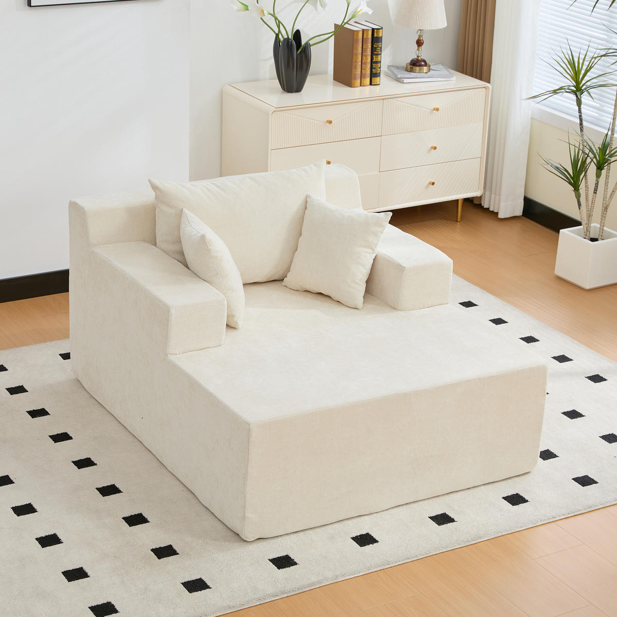 XXL-SESSEL DE-35160 mit 30D Schaumstoff Beige - Beige, Textil (113/78.5/140cm) - ComfortXL