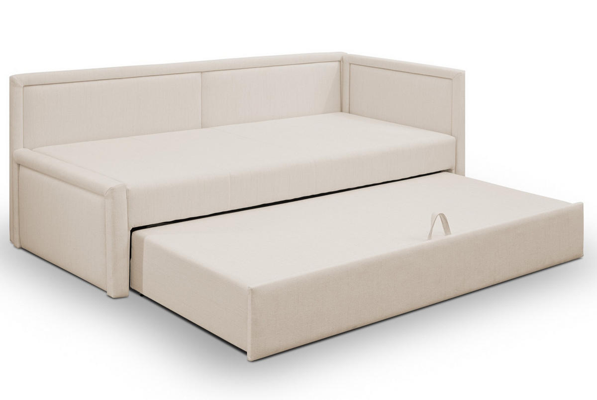 JUGENDBETT Caprili Hellbeige ausziehbar für 2 Personen - Ecru/Schwarz, Holz/Textil (82/189cm) - Selsey