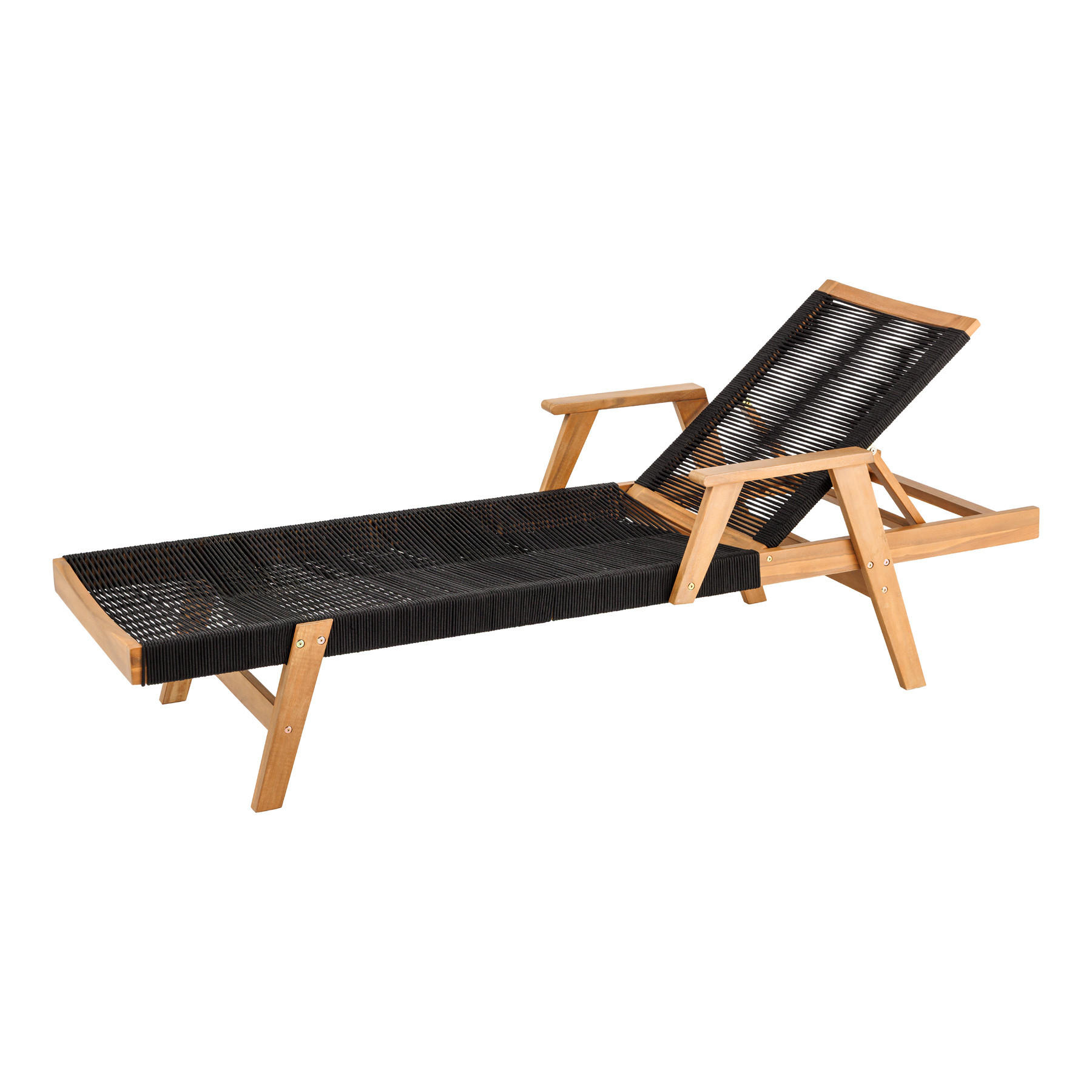 GARTENLIEGE BALI ROPE Akazie Natur|Anthrazit 200cm - Braun/Grau, Holz/Kunststoff (75/85/200cm) - riess-ambiente