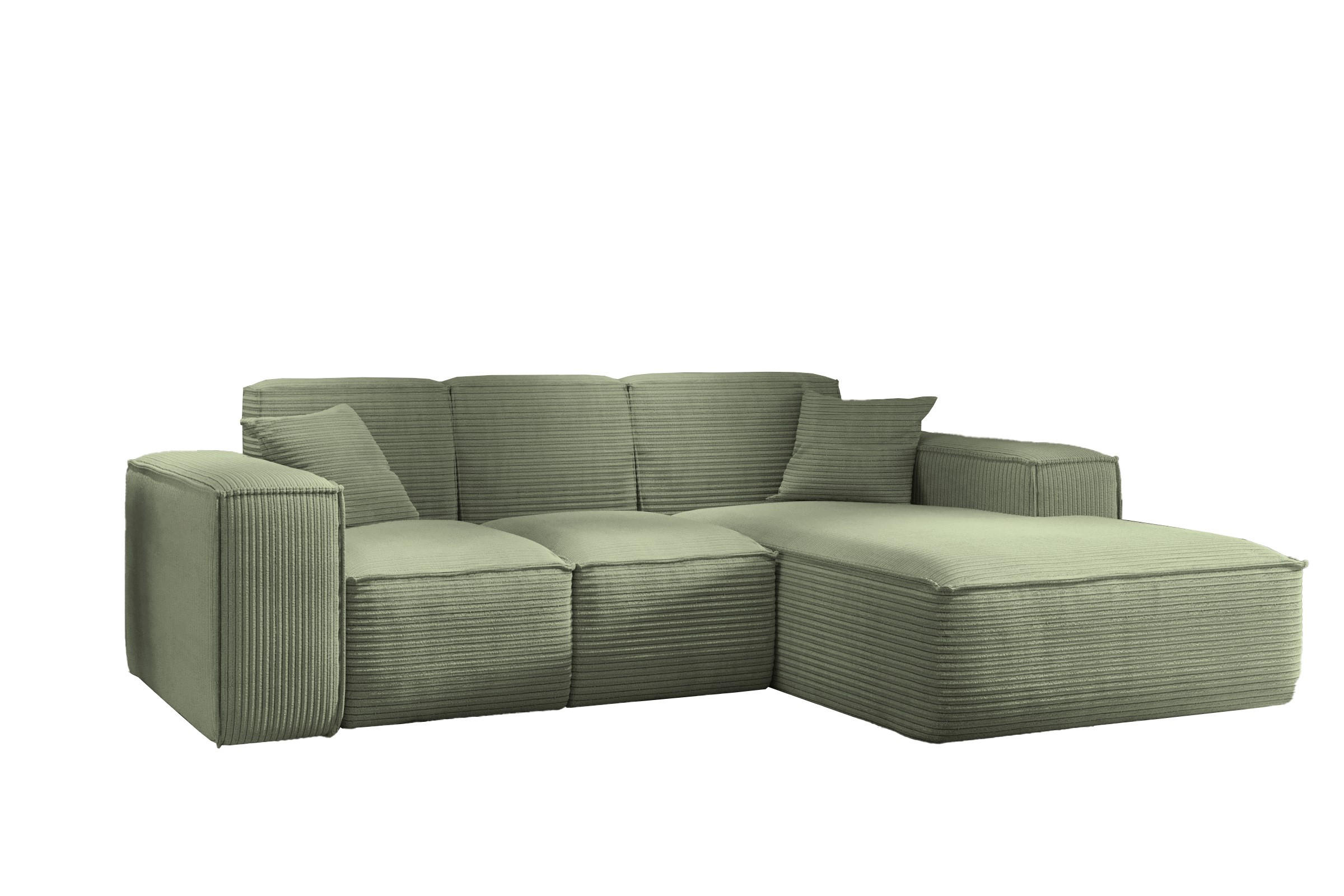 ECKSOFA L-Form Wohnzimmer SIENA Stoff Poso Hellgrün Rechts - Hellgrün, Holz/Textil (266/165cm) - Kaiser Möbel
