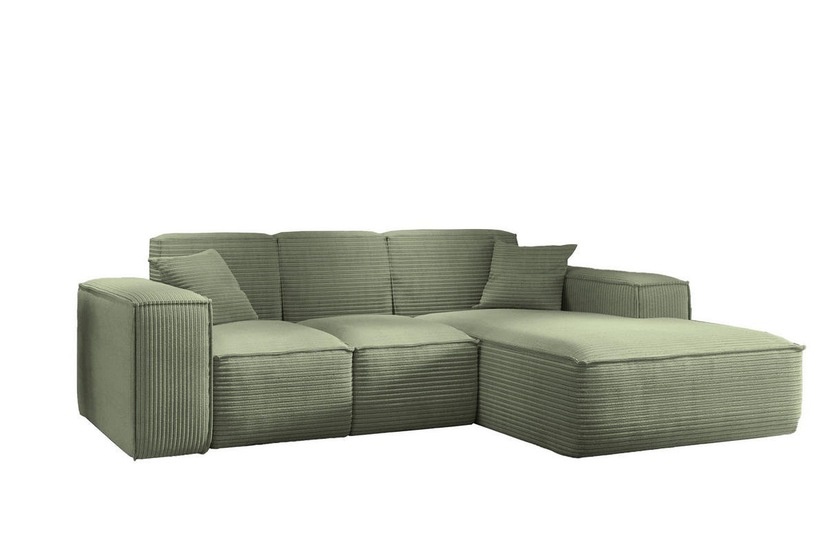 ECKSOFA L-Form Wohnzimmer SIENA Stoff Poso Hellgrün Rechts - Hellgrün, Holz/Textil (266/165cm) - Kaiser Möbel