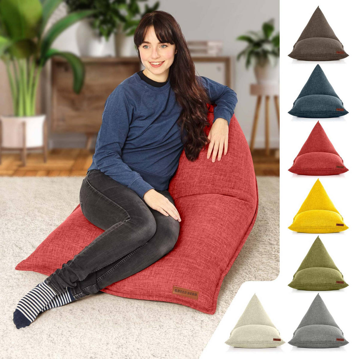 SITZSACK XXL Indoor 150x100x100cm - Rot, Textil (100/100/150cm) - Green Bean