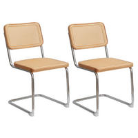 JÍDELNÍ ŽIDLE sada 2 ks pérová konstrukce, ratan, samet, chromovaný rám, vintage - přírodní, přírodní materiály (53/84.6/46.4cm) - Urban Meuble