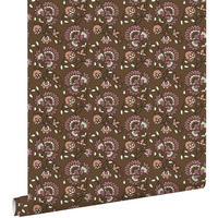 TAPETE Blumenmuster 50 x 900 cm - Braun, Papier (50/900cm) - ESTAhome