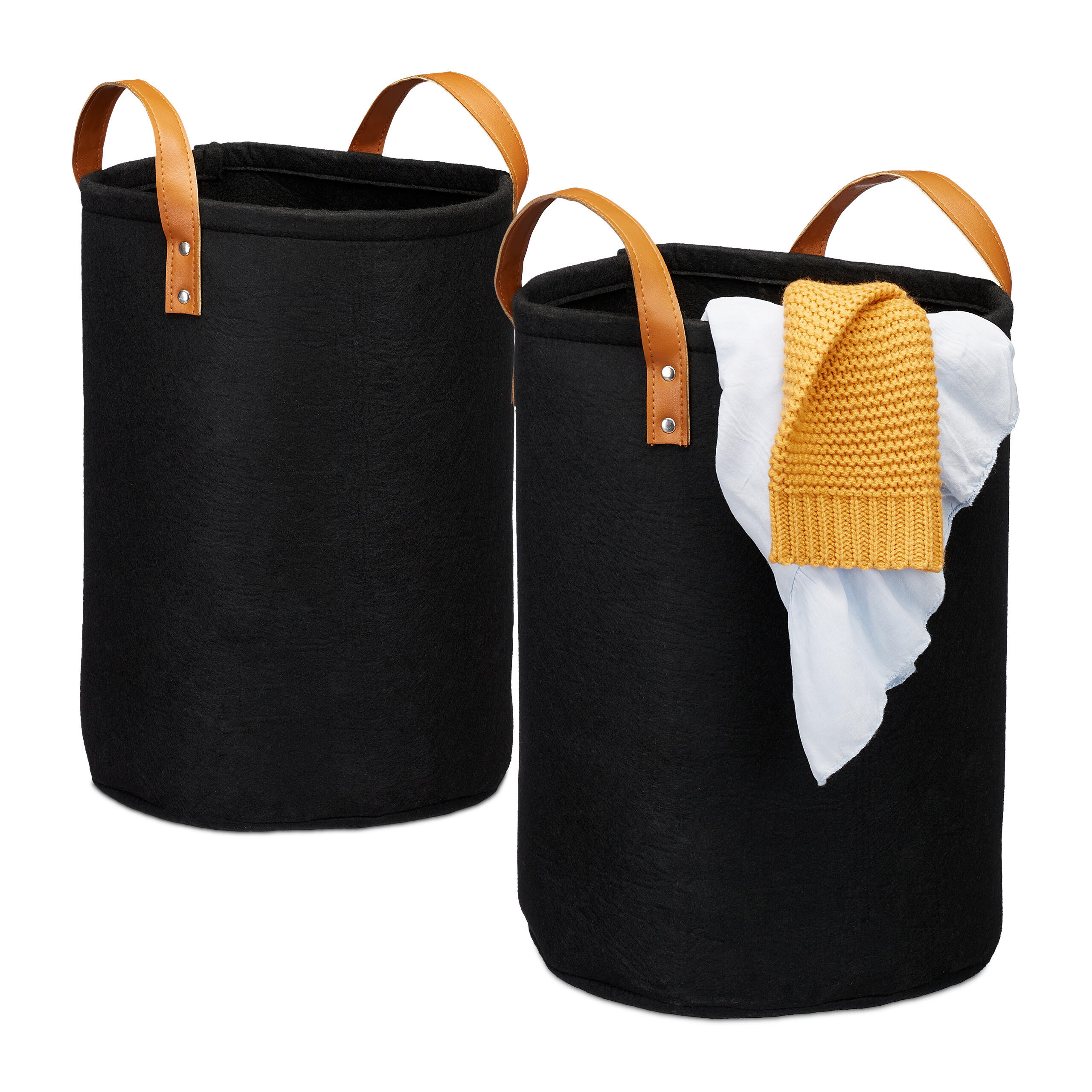 Relaxdays PRÁDELNÍK Černý 2ks-set filc skládací 28 l