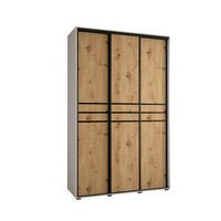 SCHWEBETÜRENSCHRANK 235,2/160/45 3-türig - Schwarz/Eiche Artisan, Holz/Metall (160/235/45cm) - Abiks Möbel