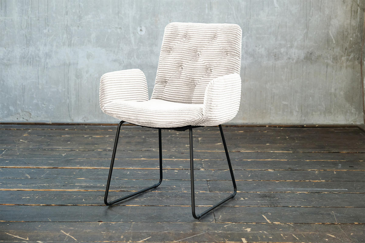 STUHL NEW CHARME Weiß Cord - Weiß, Textil (59/87/66cm) - KAWOLA