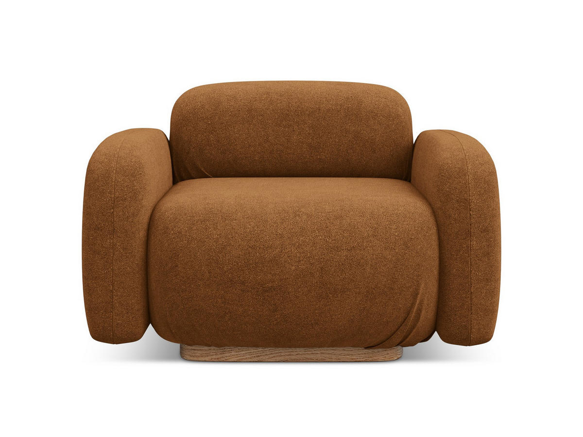 SESSEL Bouclé Stoff Orange - Pink/Terra cotta, Holz/Textil (110/73/95cm) - Makamii