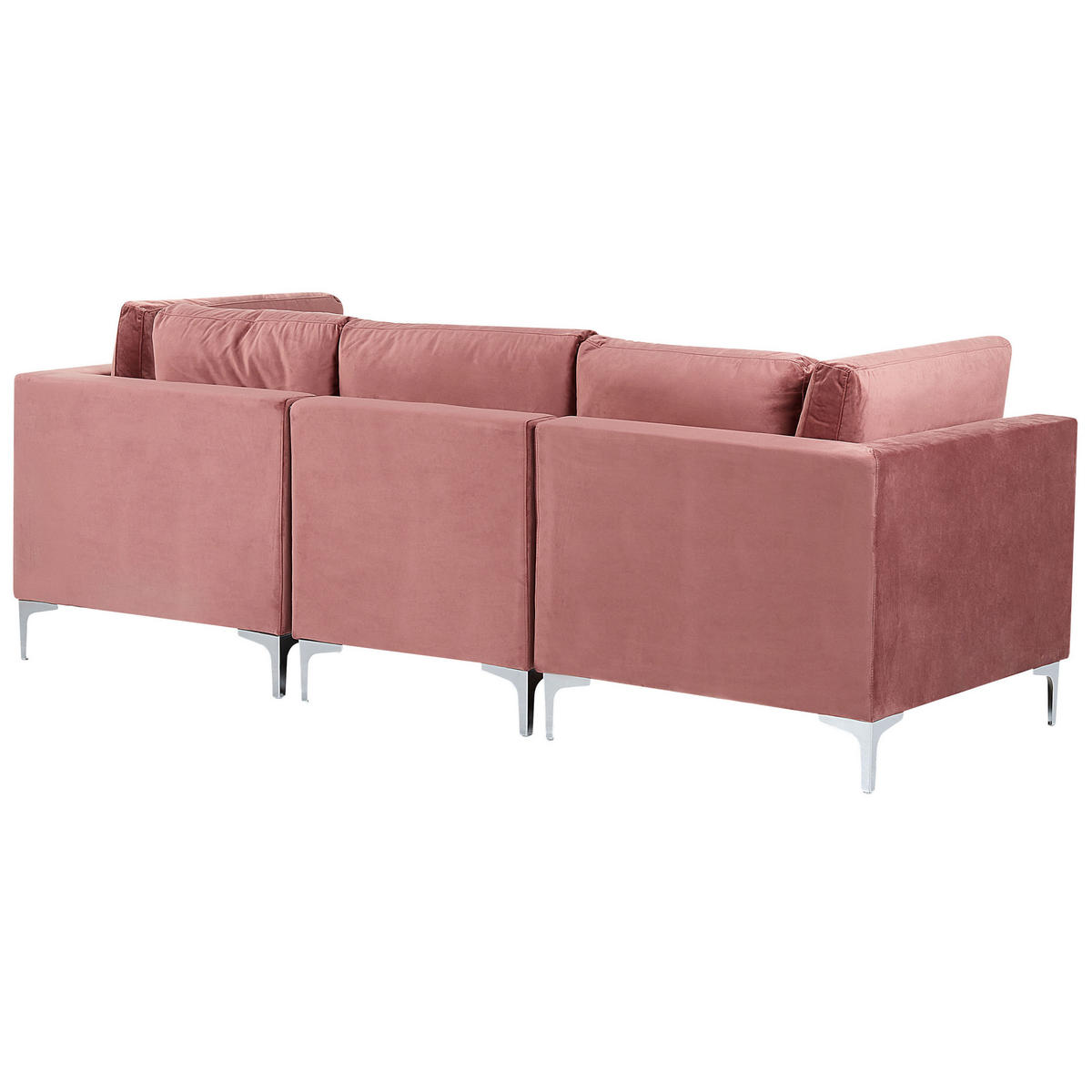 3-SITZER-MODULSOFA Samtstoff rosa mit Metallbeinen Evja - Pink, Textil (235/84/85cm) - Beliani