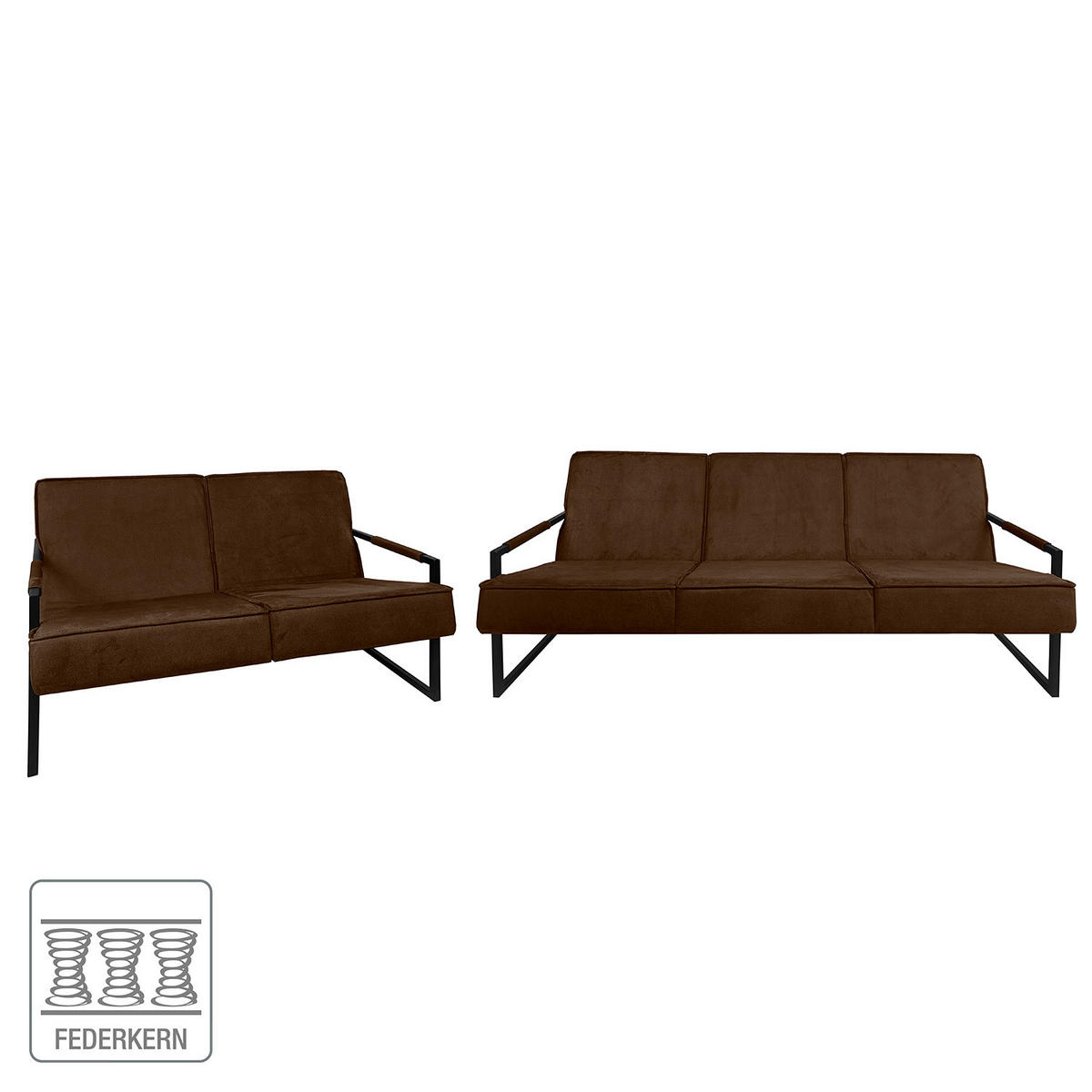 POLSTERGARNITUR (3-2) - Strukturstoff - Braun, Textil (1/1/1cm) - home24